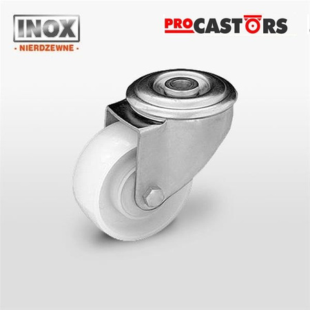 Zestaw kołowy nierdzewny skrętny KJX-POB 100S z kołem poliamidowym. Nośność 200 kg / 100mm/ ślizgowe
