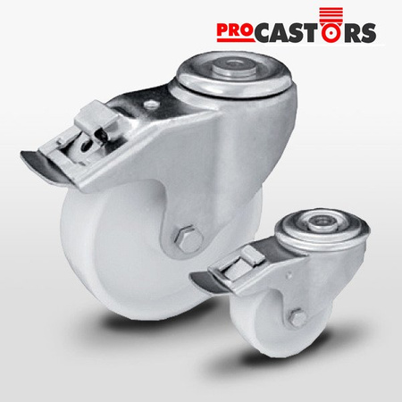 Zestaw kołowy skrętny z hamulcem KJE-POB 200S-HC z kołem poliamidowym. Nośność 350 kg / 200mm/ ślizgowe