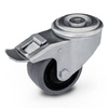 Zestaw kołowy skrętny z hamulcem KJE-POGES 80K1-HC z kołem gumowym piasta poliamid. Nośność 100 kg / 75mm/ kulkowe